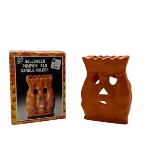 Vintage Halloween‎ Pumpkin Bag Candle Holder Kmart with Original Box Retro